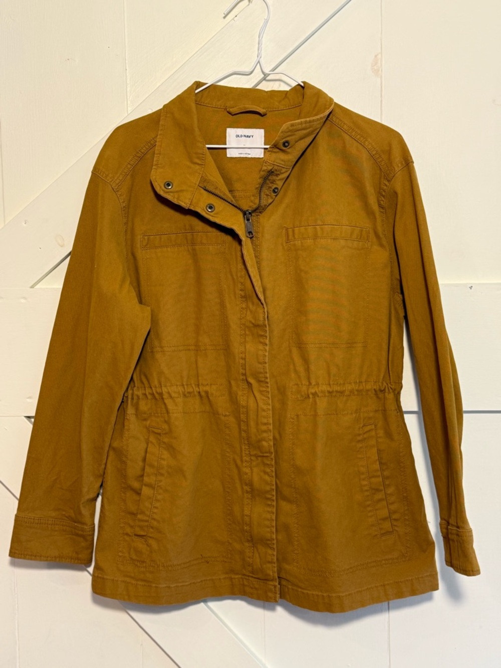 Old Navy Women’s M Mustard Utility Jacket Cotton Military Field Jacket Gold